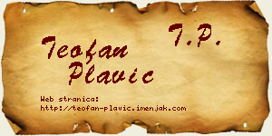 Teofan Plavić vizit kartica